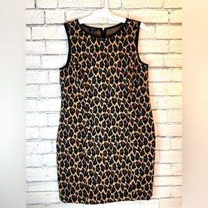 Talbots Leopard Animal Printer Sleeveless Sweater Dress size 14 Petite